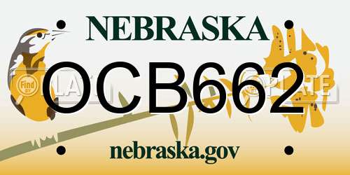 OCB662 Nebraska License Plate