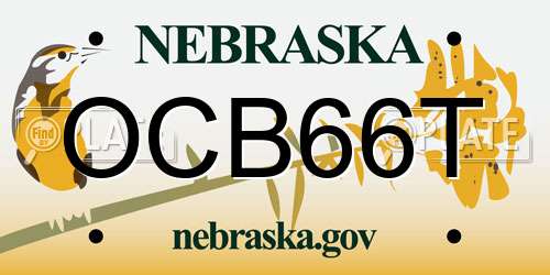 OCB66T Nebraska License Plate