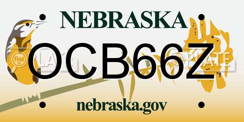 OCB66Z Nebraska License Plate