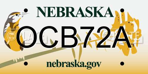 OCB72A Nebraska License Plate
