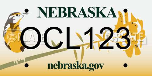 OCL123 Nebraska License Plate