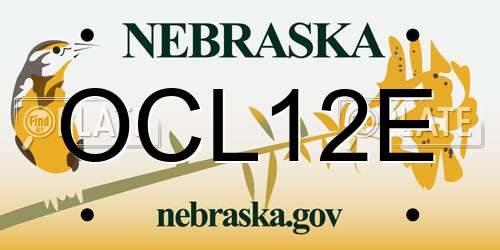 OCL12E Nebraska License Plate