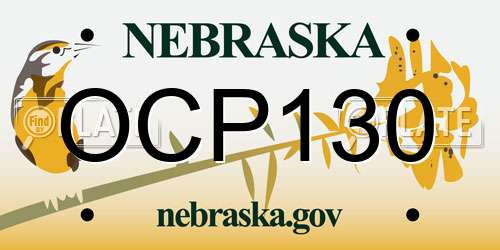 OCP130 Nebraska License Plate