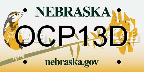 OCP13D Nebraska License Plate