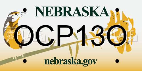 OCP13O Nebraska License Plate