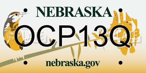 OCP13Q Nebraska License Plate