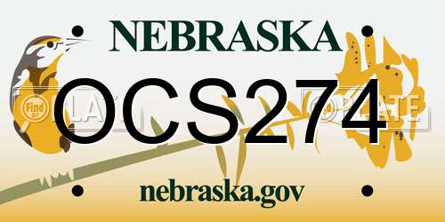 OCS274 Nebraska License Plate