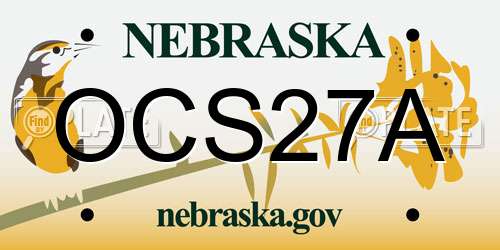 OCS27A Nebraska License Plate