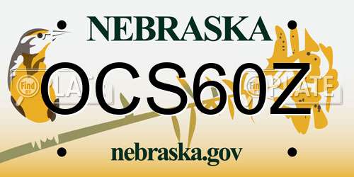 OCS60Z Nebraska License Plate