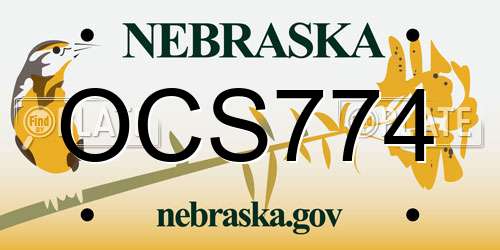 OCS774 Nebraska License Plate