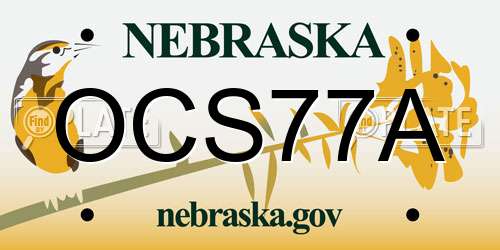 OCS77A Nebraska License Plate