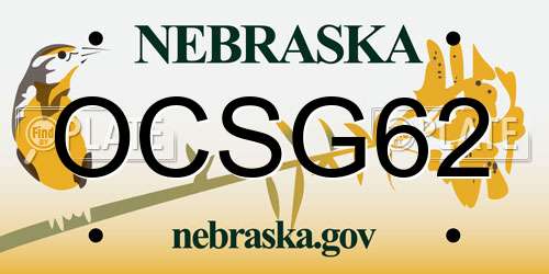 OCSG62 Nebraska License Plate
