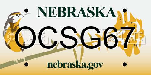OCSG67 Nebraska License Plate