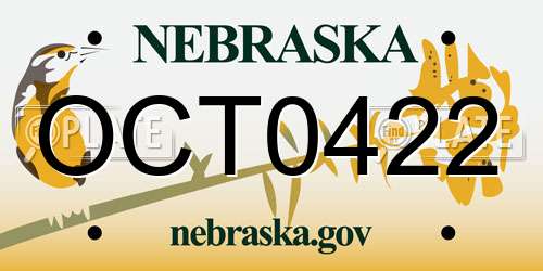 OCT0422 Nebraska License Plate