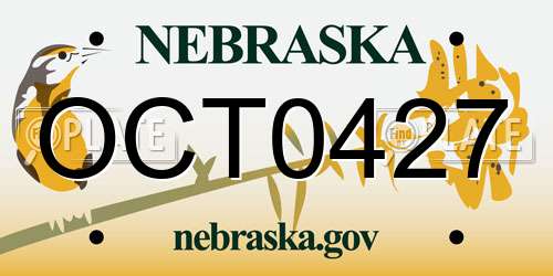 OCT0427 Nebraska License Plate