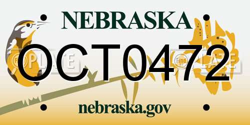OCT0472 Nebraska License Plate