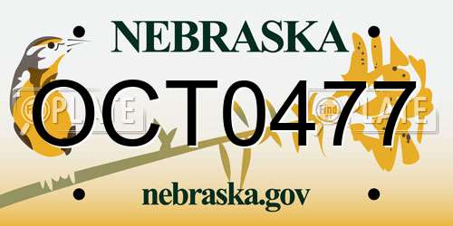 OCT0477 Nebraska License Plate