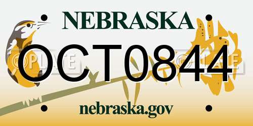 OCT0844 Nebraska License Plate