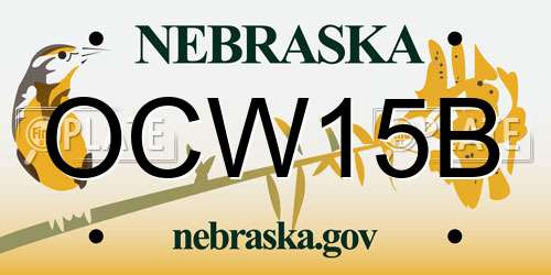 OCW15B Nebraska License Plate