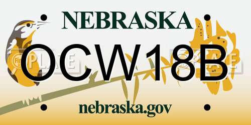 OCW18B Nebraska License Plate