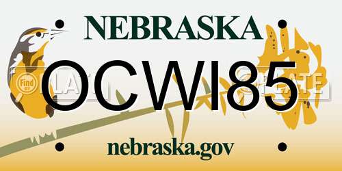 OCWI85 Nebraska License Plate