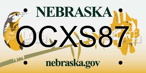 OCXS87 Nebraska License Plate