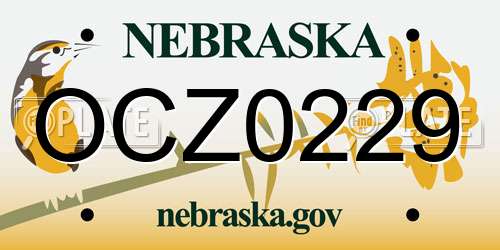 OCZ0229 Nebraska License Plate