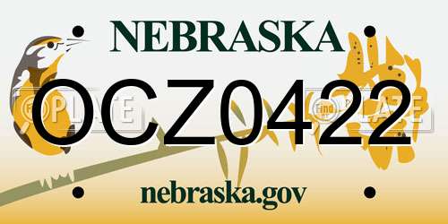 OCZ0422 Nebraska License Plate