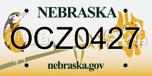 OCZ0427 Nebraska License Plate
