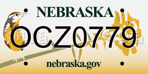 OCZ0779 Nebraska License Plate