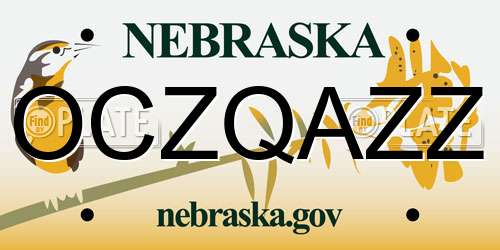 OCZQAZZ Nebraska License Plate