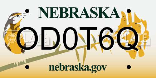 OD0T6Q Nebraska License Plate