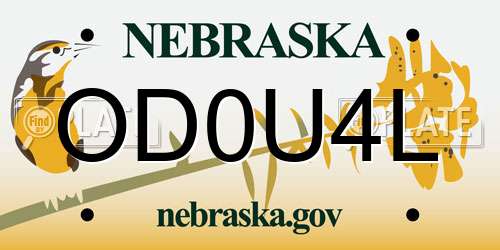 OD0U4L Nebraska License Plate