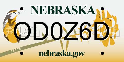 OD0Z6D Nebraska License Plate