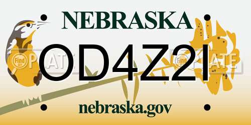OD4Z2I Nebraska License Plate