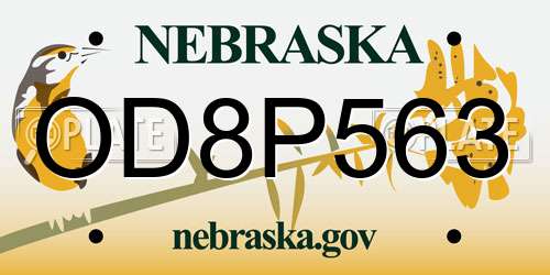 OD8P563 Nebraska License Plate