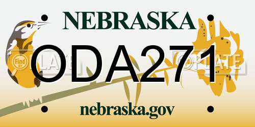 ODA271 Nebraska License Plate