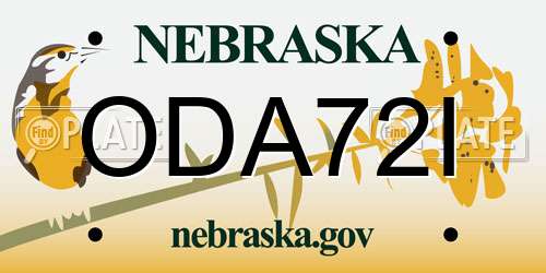 ODA72I Nebraska License Plate