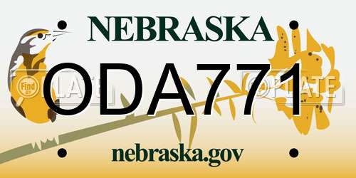 ODA771 Nebraska License Plate
