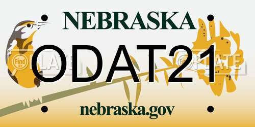 ODAT21 Nebraska License Plate