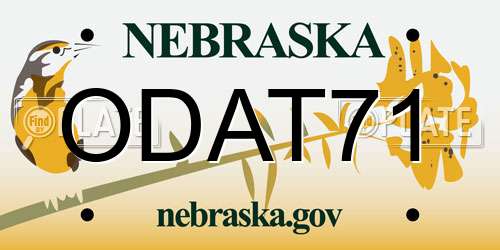 ODAT71 Nebraska License Plate
