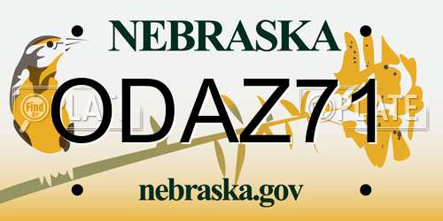 ODAZ71 Nebraska License Plate