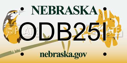 ODB25I Nebraska License Plate