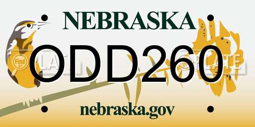 ODD260 Nebraska License Plate