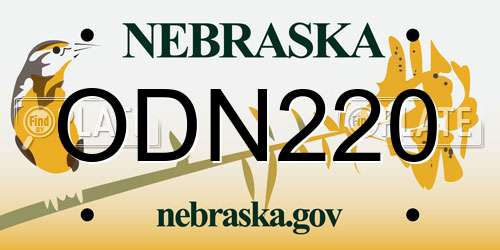 ODN220 Nebraska License Plate