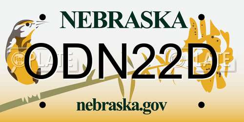 ODN22D Nebraska License Plate