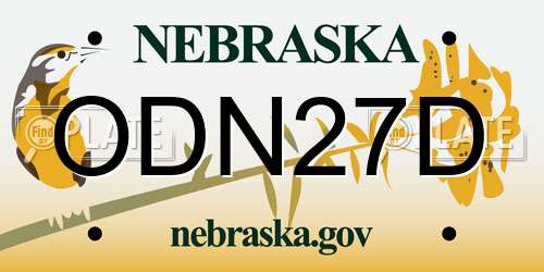 ODN27D Nebraska License Plate