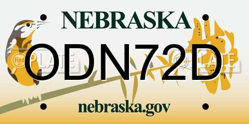 ODN72D Nebraska License Plate