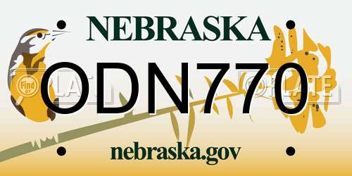 ODN770 Nebraska License Plate