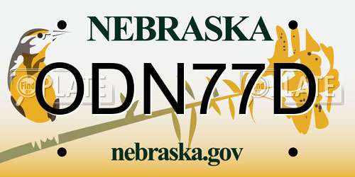 ODN77D Nebraska License Plate